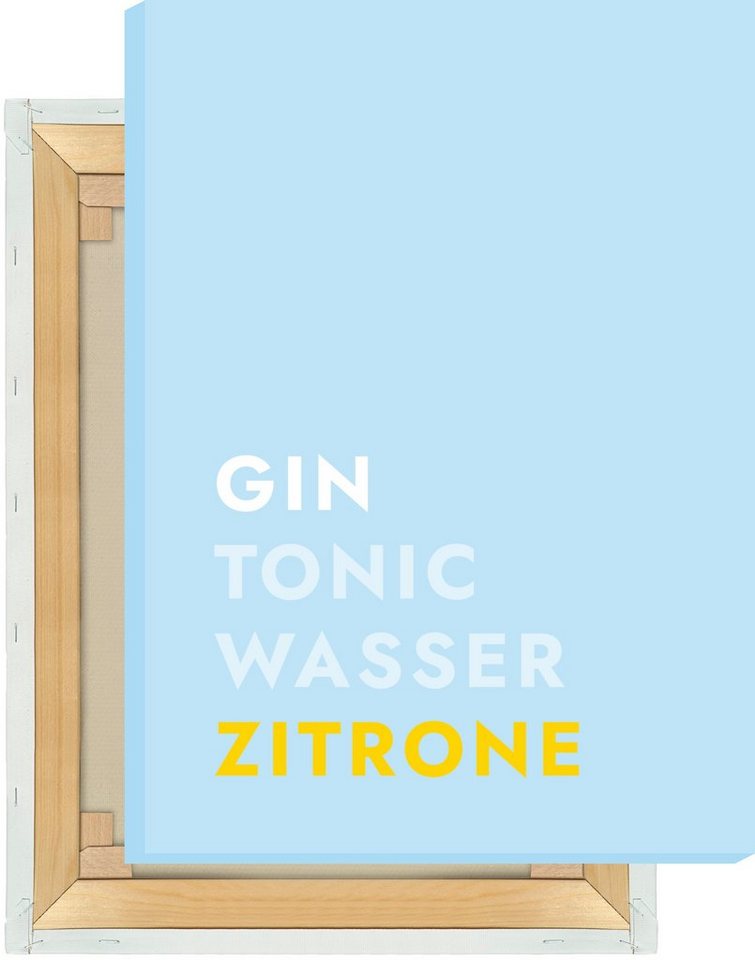 MOTIVISSO Leinwandbild Cocktail Gin Tonic Zitrone - Text von MOTIVISSO