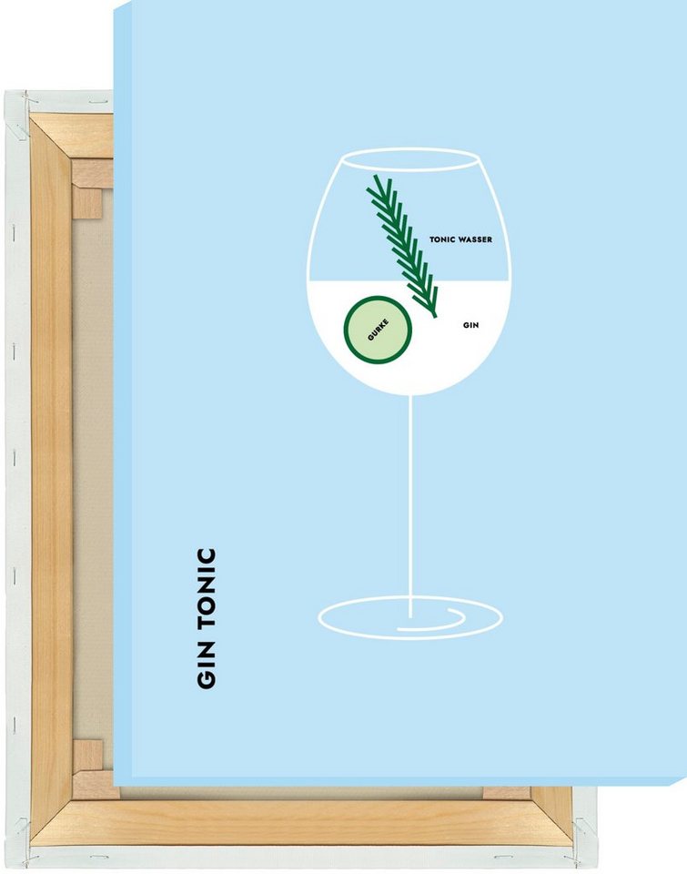 MOTIVISSO Leinwandbild Gin Tonic Gurke/Rosmarin im Glas von MOTIVISSO