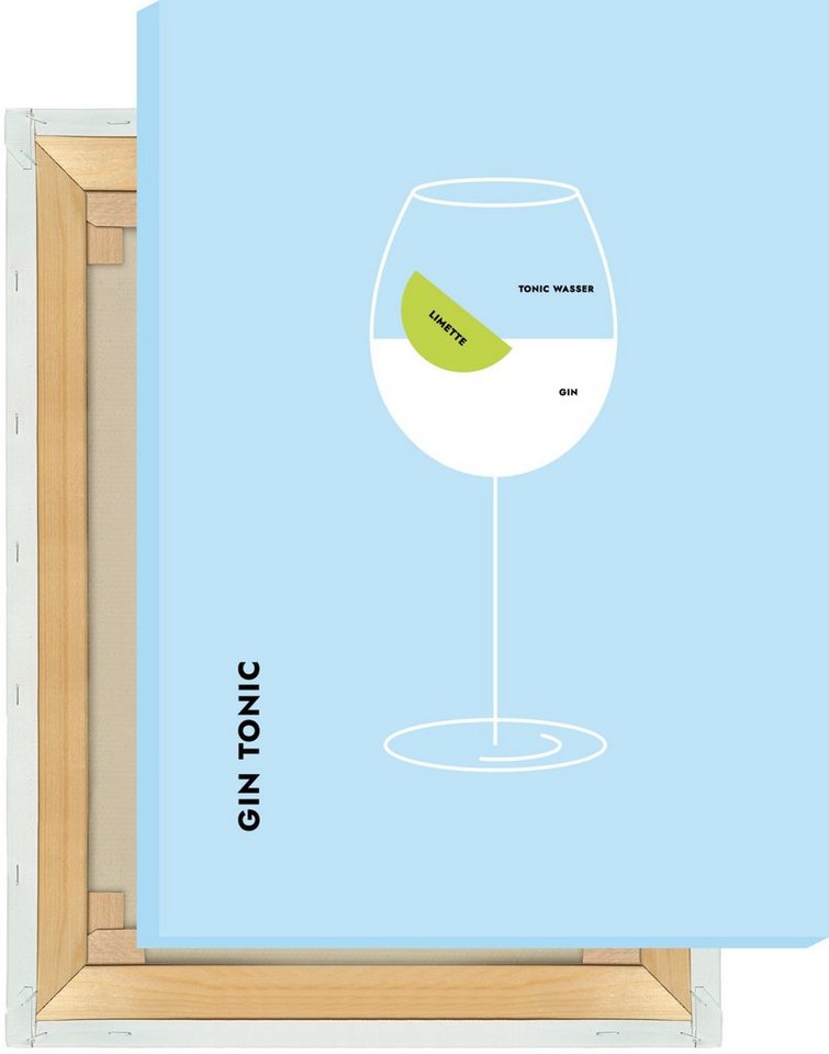 MOTIVISSO Leinwandbild Gin Tonic Limette im Glas von MOTIVISSO