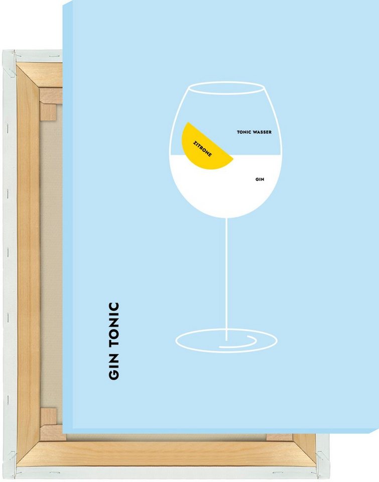 MOTIVISSO Leinwandbild Gin Tonic Zitrone im Glas von MOTIVISSO
