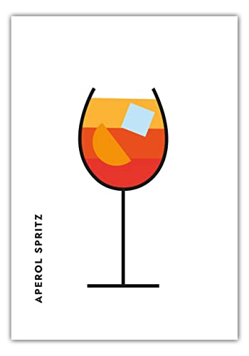 MOTIVISSO Poster Aperol Spritz im Glas (Bauhaus-Style) (Standard) 50 cm x 70 cm Wanddekoration Lieblingsdrink Longdrink Qualitätspapier Premiumfarben Druck in vielen Größen erhältlich von MOTIVISSO