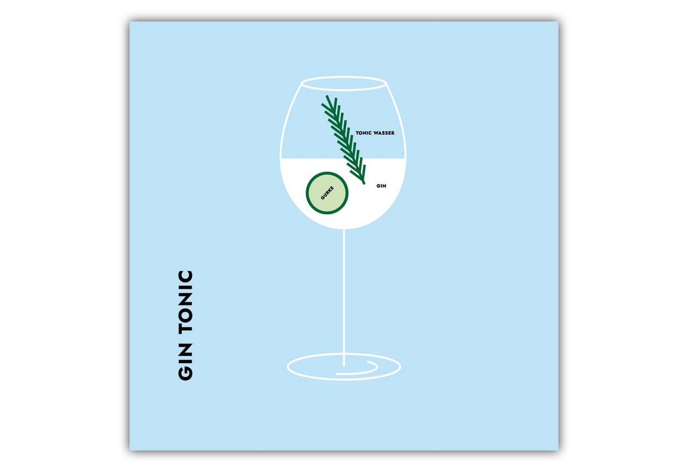 MOTIVISSO Poster Gin Tonic Gurke/Rosmarin im Glas von MOTIVISSO