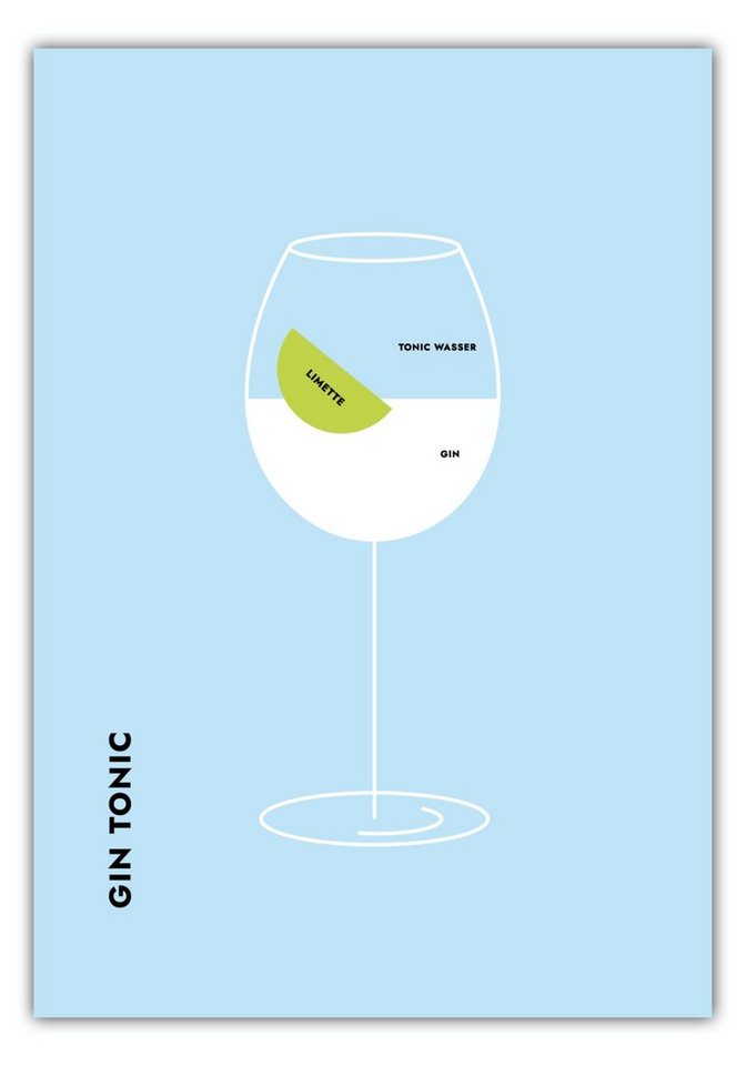 MOTIVISSO Poster Gin Tonic Limette im Glas von MOTIVISSO