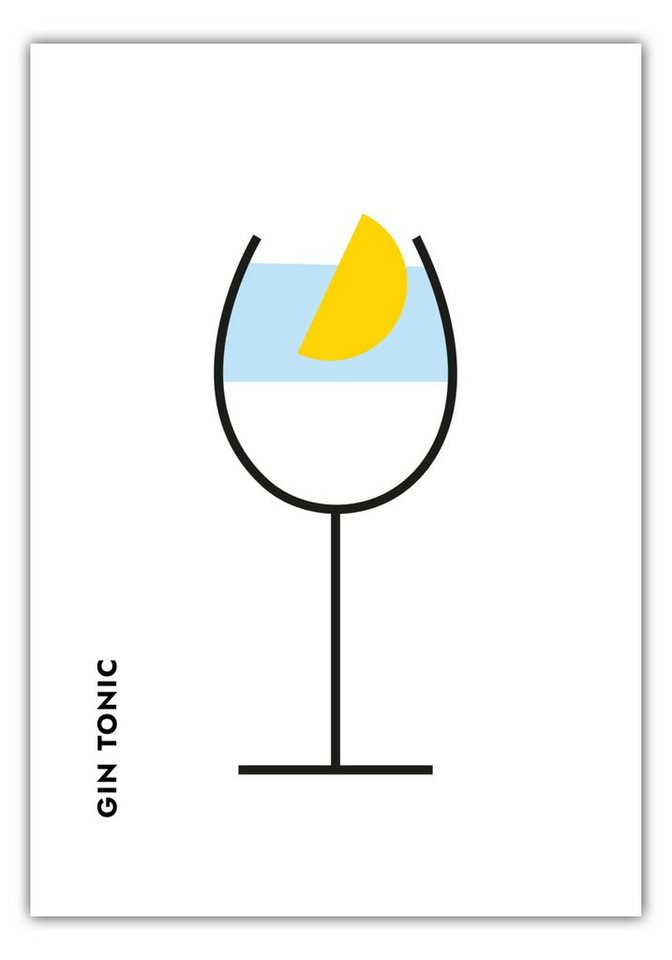 MOTIVISSO Poster Gin Tonic Zitrone im Glas (Bauhaus-Style) von MOTIVISSO