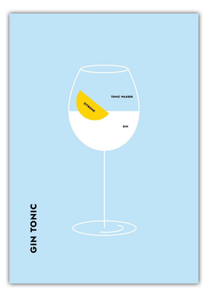 MOTIVISSO Poster Gin Tonic Zitrone im Glas von MOTIVISSO