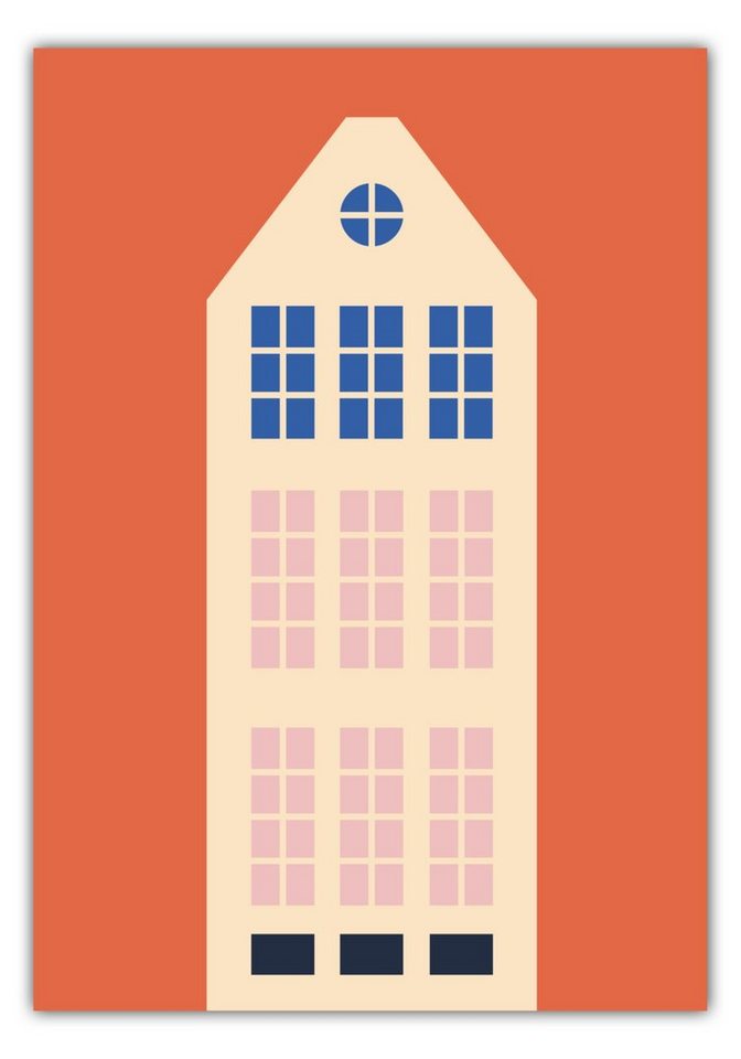 MOTIVISSO Poster Haus Sand/Rot - Dreamy Dutch Collection von MOTIVISSO