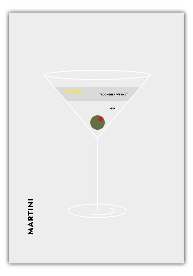 MOTIVISSO Poster Martini im Glas von MOTIVISSO