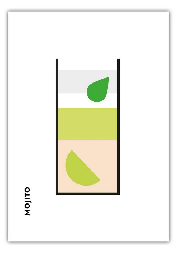 MOTIVISSO Poster Mojito im Glas (Bauhaus-Style) von MOTIVISSO