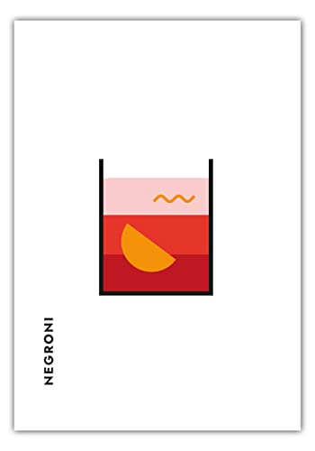 MOTIVISSO Poster Negroni im Glas (Bauhaus-Style) (Standard) 21 cm x 30 cm Wanddekoration Lieblingsdrink Longdrink Qualitätspapier Premiumfarben Druck in vielen Größen erhältlich von MOTIVISSO