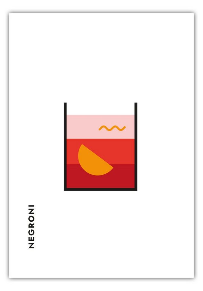 MOTIVISSO Poster Negroni im Glas (Bauhaus-Style) von MOTIVISSO