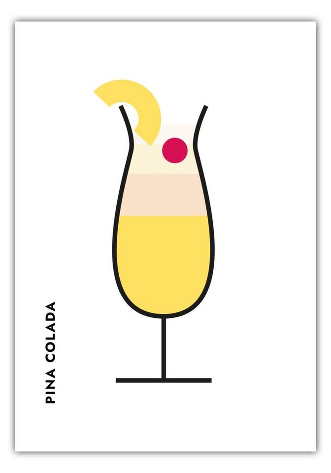 MOTIVISSO Poster Pina Colada im Glas (Bauhaus-Style) von MOTIVISSO