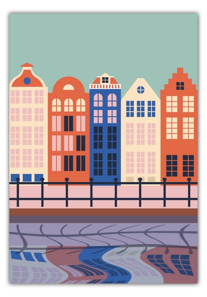 MOTIVISSO Poster Straße mit Spiegelung im Wasser - Dreamy Dutch Collection von MOTIVISSO