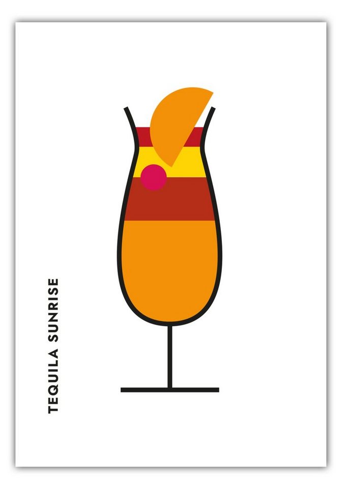 MOTIVISSO Poster Tequila Sunrise im Glas (Bauhaus-Style) von MOTIVISSO