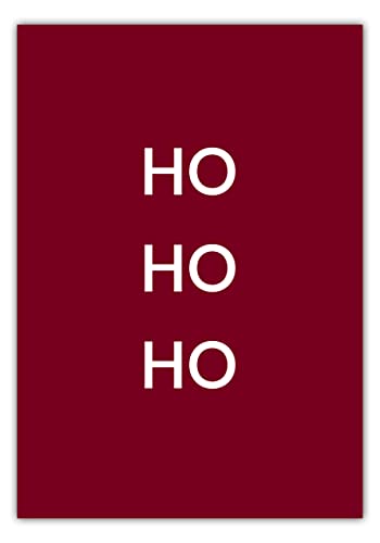 Premium Print Ho Ho Ho #1 | Typografie Poster | DIN A4 21x30cm, rot/weiß, seidenmattes Premiumpapier, Qualitätsfarben | Wandbild Wall Art Bilderwand | Minimalistisch, Stilvoll, Modern, Weihnachtlich von MOTIVISSO