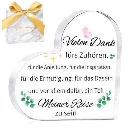 MOTONG Dankeschön Geschenke Klein, Acryl Herz für Erzieherin Geschenk Kommt mit Einer Geschenktüte, Danke Geschenk Partner Abschiedsgeschenk Kollegin Freund Abschied Kollege Lehrer von MOTONG