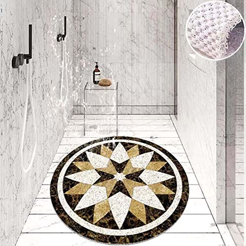 60 cm runde Duschmatte Luffa-Badematte für Innendusche, antibakterielle Badewannenmatte mit Abfluss, Haustier-Badewannenmatte, Ecke, schnell trocknend, rutschfeste Badezimmerteppiche von sufe
