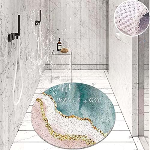 60 cm runde Duschmatte Luffa-Badematte für Innendusche, antibakterielle Badewannenmatte mit Abfluss, Haustier-Badewannenmatte, Ecke, schnell trocknend, rutschfeste Badezimmerteppiche von MOTT 50