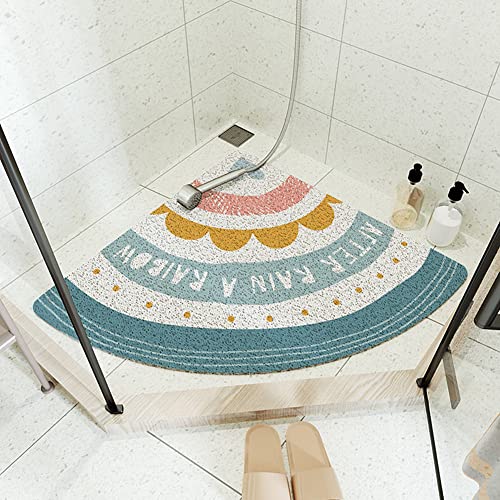 Eck-Luffa-Duschmatte für die Innendusche, halbrund, rutschfeste Badematte, gebogene Viertelkreis-Badematte mit Abfluss, Sicherheitsmatte für Dusche von MOTT 50