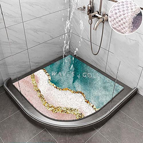 MOTT 50 Sector Luffa-Matte, Badewannenmatte für nasse Bereiche, Badezimmer-Eck-Duschmatte, Fußmassage, schnell trocknend, rutschfeste Sicherheits-Badematte mit Abfluss, phthalatfrei, 70 x 70 cm von MOTT 50