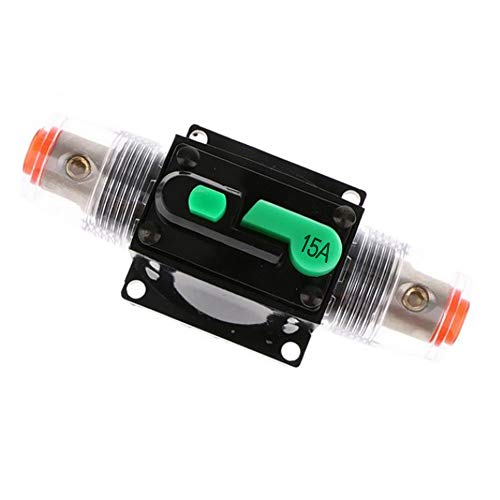 Auto Leistungsschalter,DC 12-48V Wasserdichter Inline Auto Leistungsschalter,Leistungsschutzschalter Auto,Manuellen Reset Schalter Car Audio Sicherung für Car Audio Solar Inverter Systemschutz(15A) von MOTTDAM