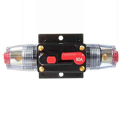 Auto Leistungsschalter,DC12-48V Kfz Sicherung,Sicherungshalter mit Manuellem Reset,Sicherungshalter für Car Audio Solar Inverter Systemschutz Fuse Holder 10x4.2x4.3cm (80A) von MOTTDAM