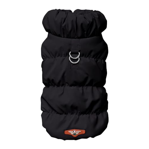 Warmer Wintermantel für Hunde, mit Fleece gefüttert, wasserdicht, winddicht Jacke mit D-Ring, geeignet für kleine bis große Hunde (Schwarz, XS) Warmer Wintermantel für Hunde, mit Fleece gefüttert, wasserdicht, winddicht Jacke mit D-Ring, geeignet für kleine bis große Hunde (Schwarz, XS) von MOTTDAM