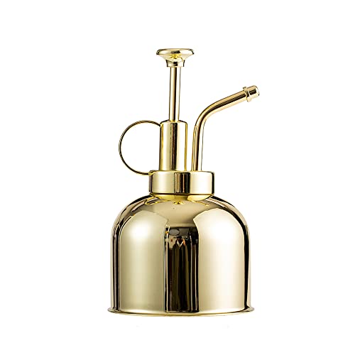 Pflanzensprühflasche,300ml Metall Pflanzensprüher Pflanzen,Sprühflasche Edelstah Gießkanne mit Top Pumpe,Handsprüher Kleine Gießkanne für Zimmerpflanzen Garten Pflanzen Indoor Outdoor(Gold) von MOTTDAM