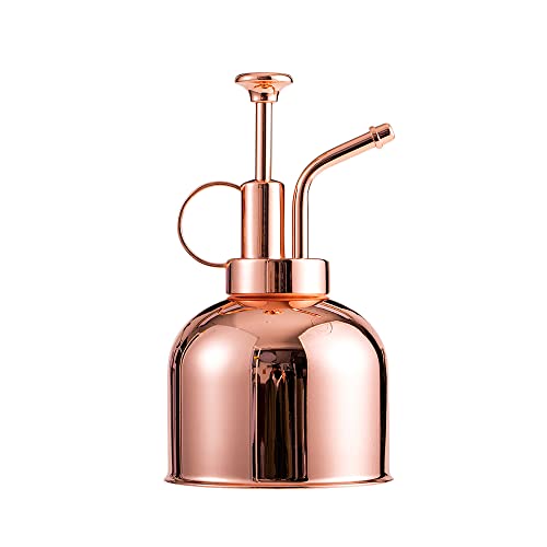 Pflanzensprühflasche,300ml Metall Pflanzensprüher Pflanzen,Sprühflasche Edelstah Gießkanne mit Top Pumpe,Handsprüher Kleine Gießkanne für Zimmerpflanzen Garten Pflanzen Indoor Outdoo(Roségold) von MOTTDAM