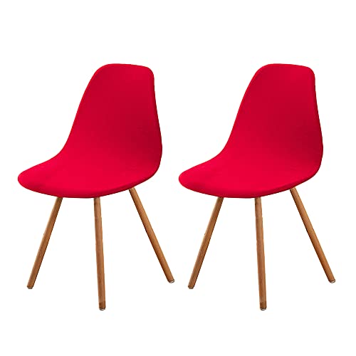 Schalenstuhl Bezug,Velvet Stretch Stuhlhussen 2er Set,Moderne Stuhlbezug Abnehmbar Waschbar Spannbezug Chair Cover für Esszimmerstühle Schwingstuhl Hochzeit Büro Bankette Partys Deko rot von MOTTDAM