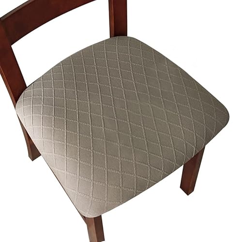 Stuhlbezug Sitzfläche 4er Set,Stretch Jacquard Küche Esszimmer Stuhlabdeckungen,Abnehmbar Stuhlhussen Esszimmerstuhl Sitzbezug mit festem Band für Hotel Bankett Küche Haus Hochzeit Party (Taupe) von MOTTDAM