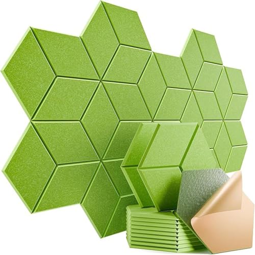 12 x große sechseckige Filzbinder, Korkplatten für Wände, selbstklebende Filztafel, schalldicht, Wand-Organizer, DIY-Pinnwand für Zuhause, Büro (grün) von MOTTK