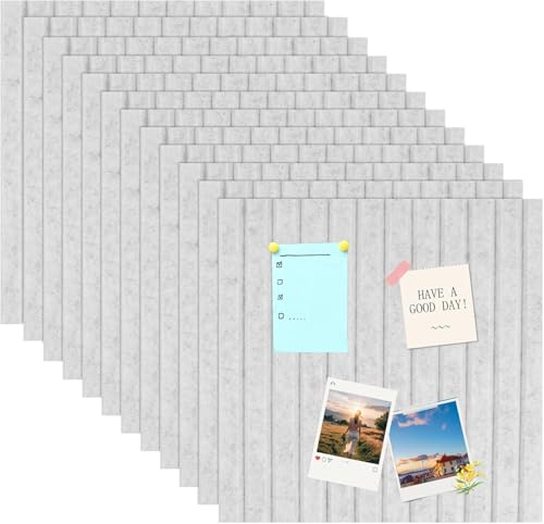 Filz-Pinnwand 30 x 30 cm, quadratische Wandfliesen, Korktafel, Alternative, selbstklebende Filz-Pinnwand für Zuhause, Büro, Schule, DIY, Foto-Display (Hellgrau) von MOTTK