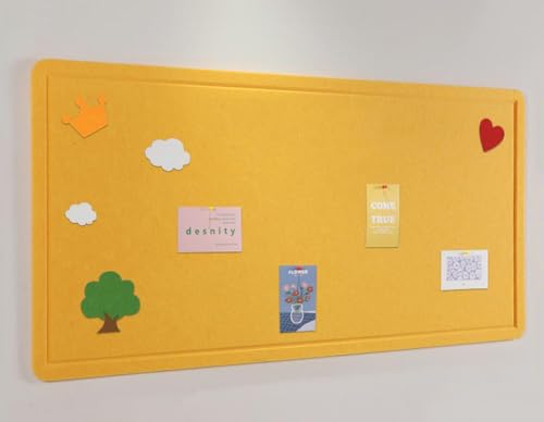 Filz-Pinnwand mit Stecknadeln, 40 x 60 cm, faltbare Filz-Pinnwand, Alternative für Wände, selbstklebende Bilder, Memos, Display, Wand, dekoratives Paneel (Orange/Gelb) von MOTTK