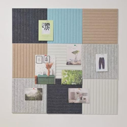 Filz-Wandfliesen-Pinnwand, selbstklebende Pinnwand für Fotos, DIY, Memo-Display in Zuhause, Küche, Büro, Schule, Schlafsaal, 30 x 30 cm, Korktafel (hellgrau) von MOTTK