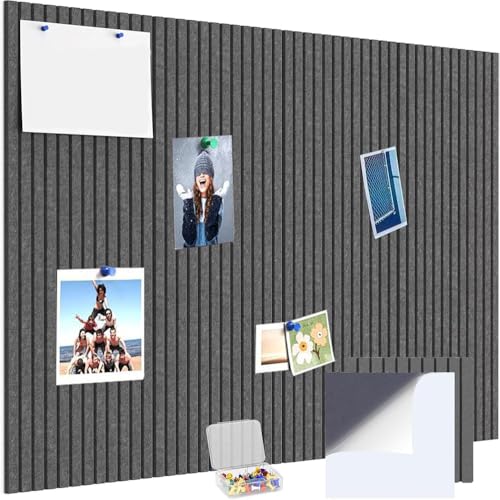 Große Korktafel, Alternative für die Wand, 90 x 120 cm, 12 Stück, DIY-Filz-Pinnwand, Wandfliesen für Zuhause, Büro, selbstklebende Fotos, Memos, Display-Panel (dunkelgrau) von MOTTK