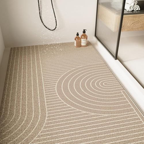 Luffa-Duschmatten, rutschfest, weich strukturiert, Anti-Schimmel, PVC-Badematte für das Innenbad, Massagefüße, Badematte mit Ablaufloch, waschbar, schneidbare Badematte (Stil K, 80 x 80 cm) von MOTTK