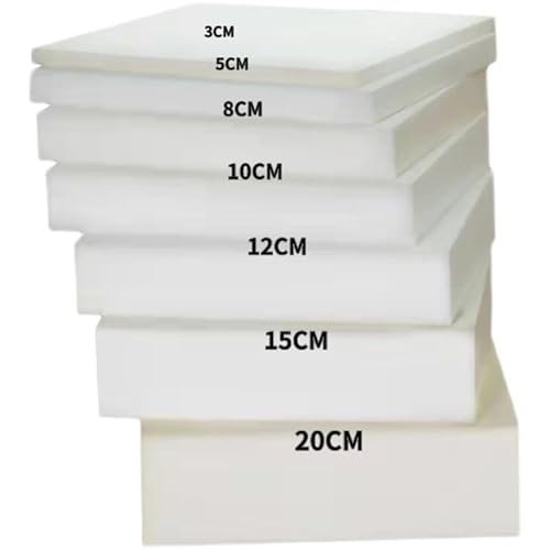 MOTTK Weiß Schaumstoff-Schwamm Hochdichter Schaumstoff-Kissen,10/12/15cm Ultra dick Ersatz-Schaumstoffpolsterung für Sitzgelegenheit Sitzpolster (3cm dick,150x40cm) von MOTTK