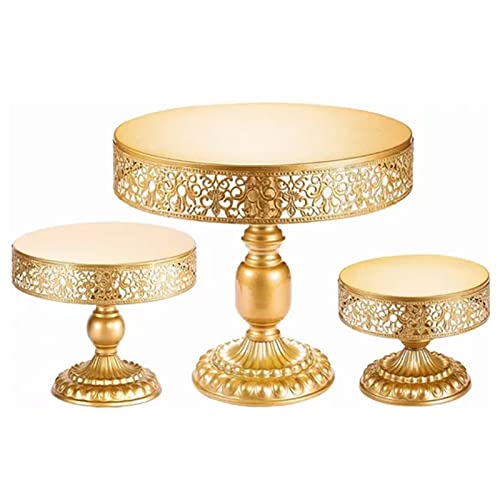 3 Stück Gold Kuchen Stand Set Dekorative Metall Cupake Stand Eisen Wieder Verwendbar Abnehmbar Stabile Cupcake Halter Servier Schale für Baby Dusche Hochzeit von MOTUZP