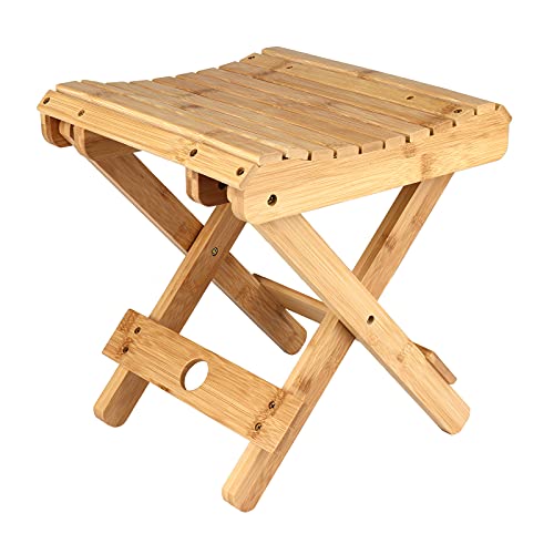 Bambus-Klapphocker, Klappbarer Bambushocker, Klappbarer Duschhocker, Sitzstuhl, Tragbarer Haushalt, Nicht aus Massivem Holz, Mazar-Fußklapphocker, Badezimmer-Duschhocker, Quadratischer Hocker(#1) von MOTUZP