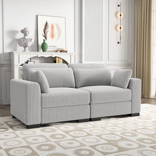 MOTUZP Kleines 2-Sitzer-Sofa,Modernes Sektionssofa,2-Sitzer,Sofamodular für Wohnzimmer, SofaRelax 2-Sitzer, SofaChaiselongue für Wohnzimmer,Schlafzimmer,Wohnung (A2-Grau + Doppelsofa) von MOTUZP