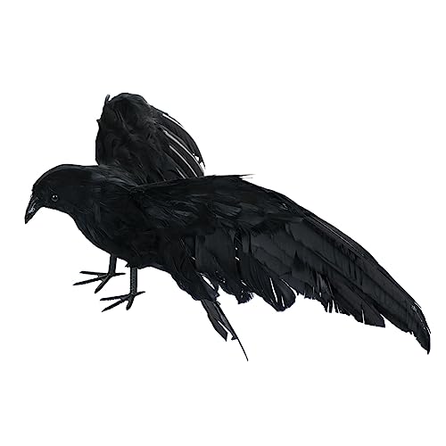 Simulation Krähenflügel, Feder-Krähen-Requisiten, Halloween-Krähen-Dekorationen, Realistisch Aussehende Halloween-Dekoration, Vögel für Draußen und Drinnen, Halloween-Dekorationen(#1) von MOTUZP