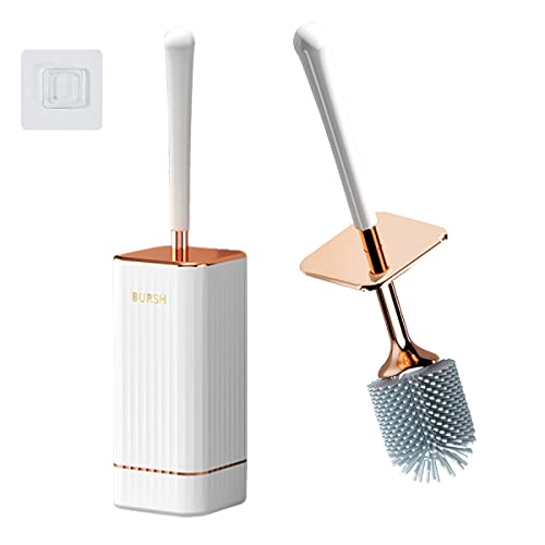 MOUFIER Toilettenbürste und Halter, Silikon-WC-Bürstenhalter-Set mit weichen Borsten für Badezimmer (weiß) von MOUFIER