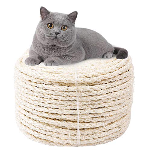 10mm Sisal Barrier Rope für DIY Treppenhandlauf/Balkon Leitplanke/Rohr/Reifen Dekor/Drahtwickel, Hanfseil zur Reparatur und zum Austausch von Katzenkratzbäumen, 10mm*10m, Weiß von MOUHIV