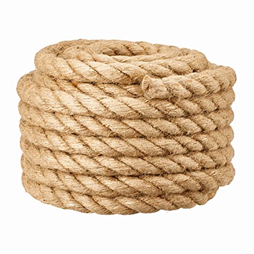 12mm Jute Barrier Rope für DIY Treppenhandlauf/Balkon Leitplanke/Rohr/Reifen Dekor/Drahtwickel, Industriegarn für Tauziehen, Schaukeln, Schiff & Heben, Klettern im Fitnessstudio, 12mm*30m, Beige von MOUHIV