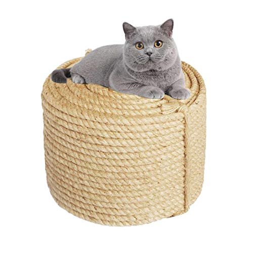 6mm Jute Seil zum Reparatur und Ersatz von Katze Kratzen Säule, Kratzbaum, Katze Kratzen Pad/Matte/Kicker Spielzeug, Rohr/Treppe/Reifen Verpackung, Zuhause Dekoration, 6mm*50m, Beige von MOUHIV