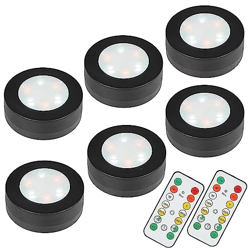 MOUJUCHI Led Schrankbeleuchtung Batterie, 6PCS LED Spot Batteriebetrieben mit Fernbedienung Cchrankbeleuchtung für Küche Treppen Vitrine Schrank Halloween von MOUJUCHI