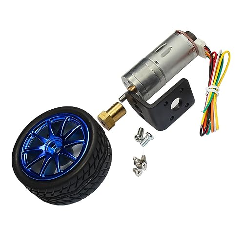 65mm Robot Car Wellreifen 25-370 Encoder Getriebemotor + Montagehalterung Kupplung for DIY selbstausgleichende Car Tire(DC 24V 180RPM i34) von MOUKWLEK