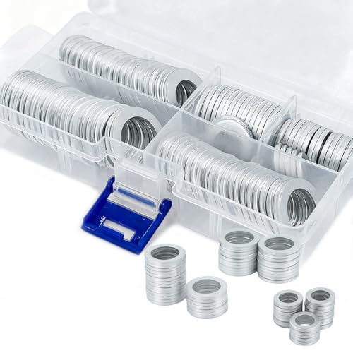 100-teiliges Unterlegscheiben-Sortiment, Aluminium-Unterlegscheiben-Set, verschiedene Größen, SAE, M10–M18, Ölablassschraubendichtungen für den Einsatz in Automobilen und Heimwerkern 100-teiliges Unterlegscheiben-Sortiment, Aluminium-Unterlegscheiben-Set, verschiedene Größen, SAE, M10–M18, Ölablassschraubendichtungen für den Einsatz in Automobilen und Heimwerkern von MOUMOUTEN