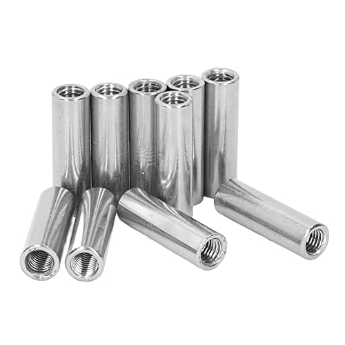 10pcs M8x1.25 weibliche Gewindekupplungsmuttern, 304 rostfreie Stahlrundanschlussmuttern 40 mm Länge von MOUMOUTEN