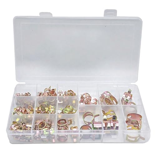 115 Stück verzinkte Federschlauchschellen Sortiment, 6-22 mm, Für Kraftstoffleitungen in Kfz und Sanitärgeräten 115 Stück verzinkte Federschlauchschellen Sortiment, 6-22 mm, Für Kraftstoffleitungen in Kfz und Sanitärgeräten von MOUMOUTEN